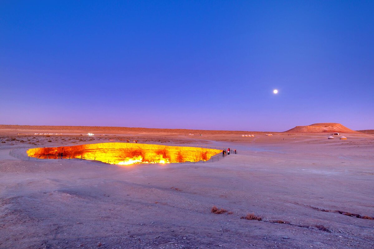 In 3 days: Darvaza Gas Crater at Sunset